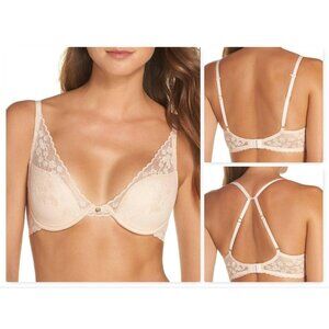 🆕NATORI Cherry Blossom Convertible UW T-Shirt Bra 34D Cameo Rose Beige #721191